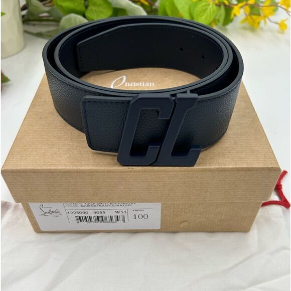 SOLD Men’s Christian Louboutin happy RUI  CL logo leather belt size 100 cm Italy - Picture 1 of 9